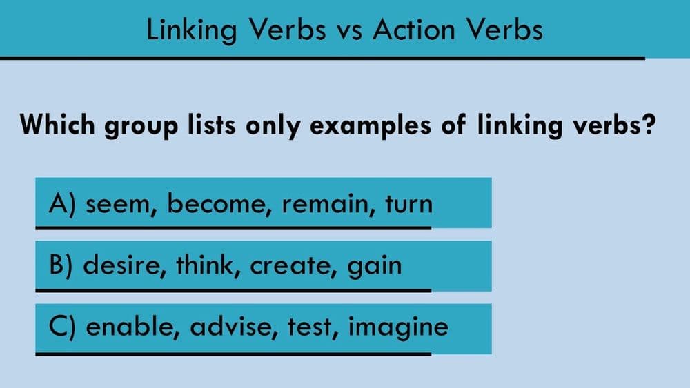 Identifying Action and Linking Verbs