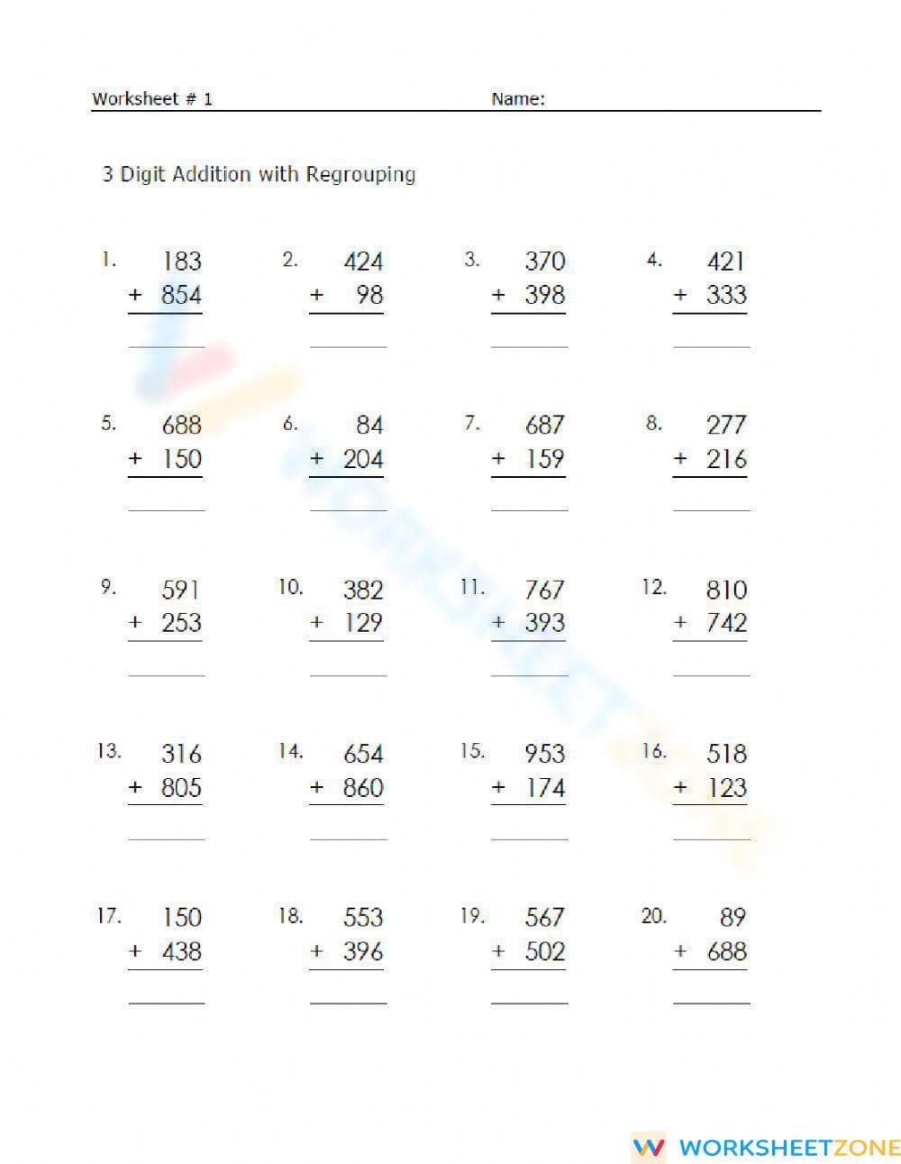 Addition Practice Worksheet for All Skill Levels - Page 1