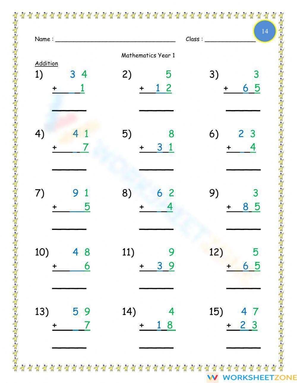 Addition Vertical and Mixed-Digit Problems - Page 1