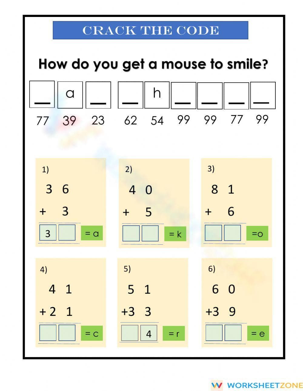Crack the Code: Math Challenge Worksheet - Page 1
