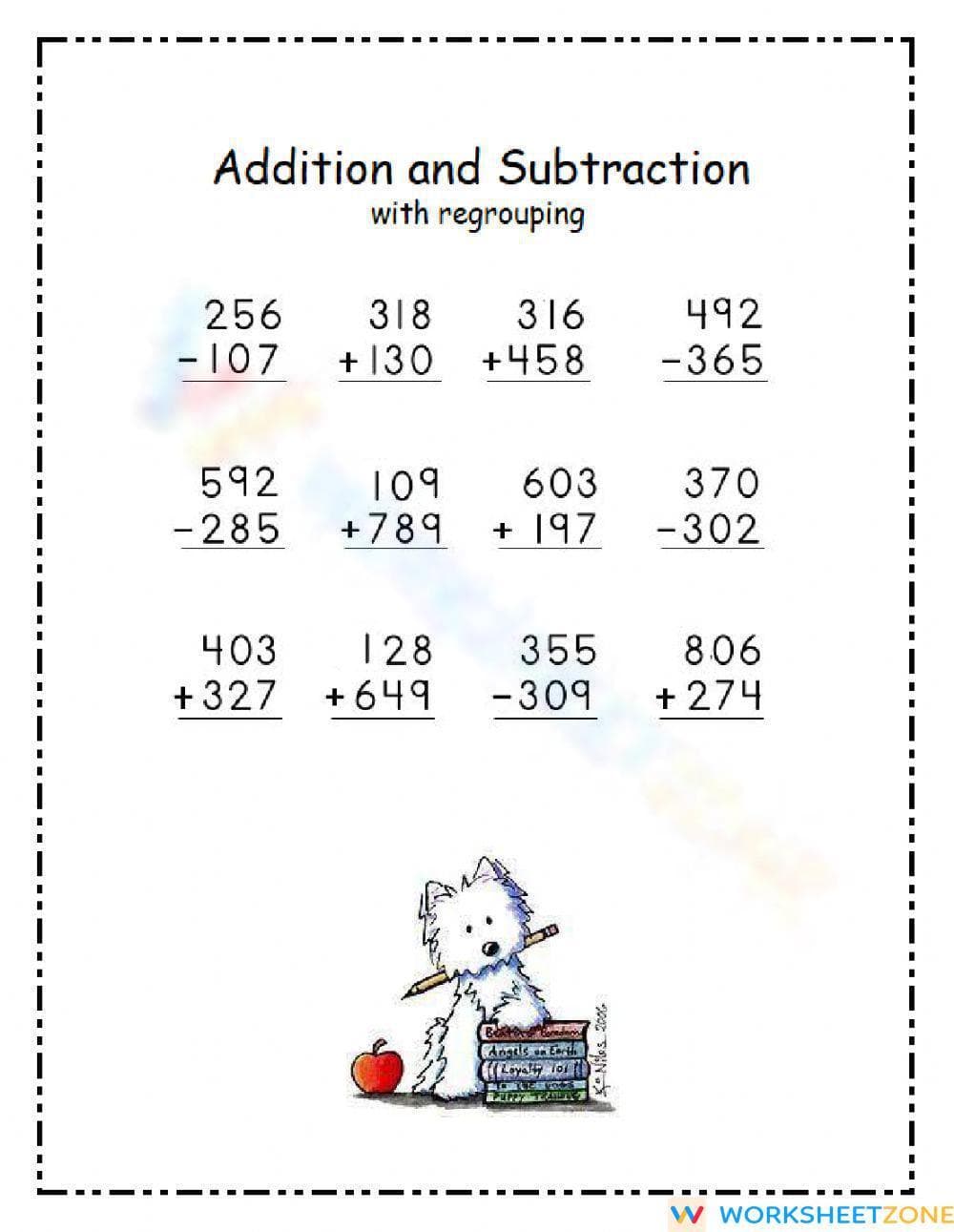 Regrouping for Addition and Subtraction Skills - Page 1