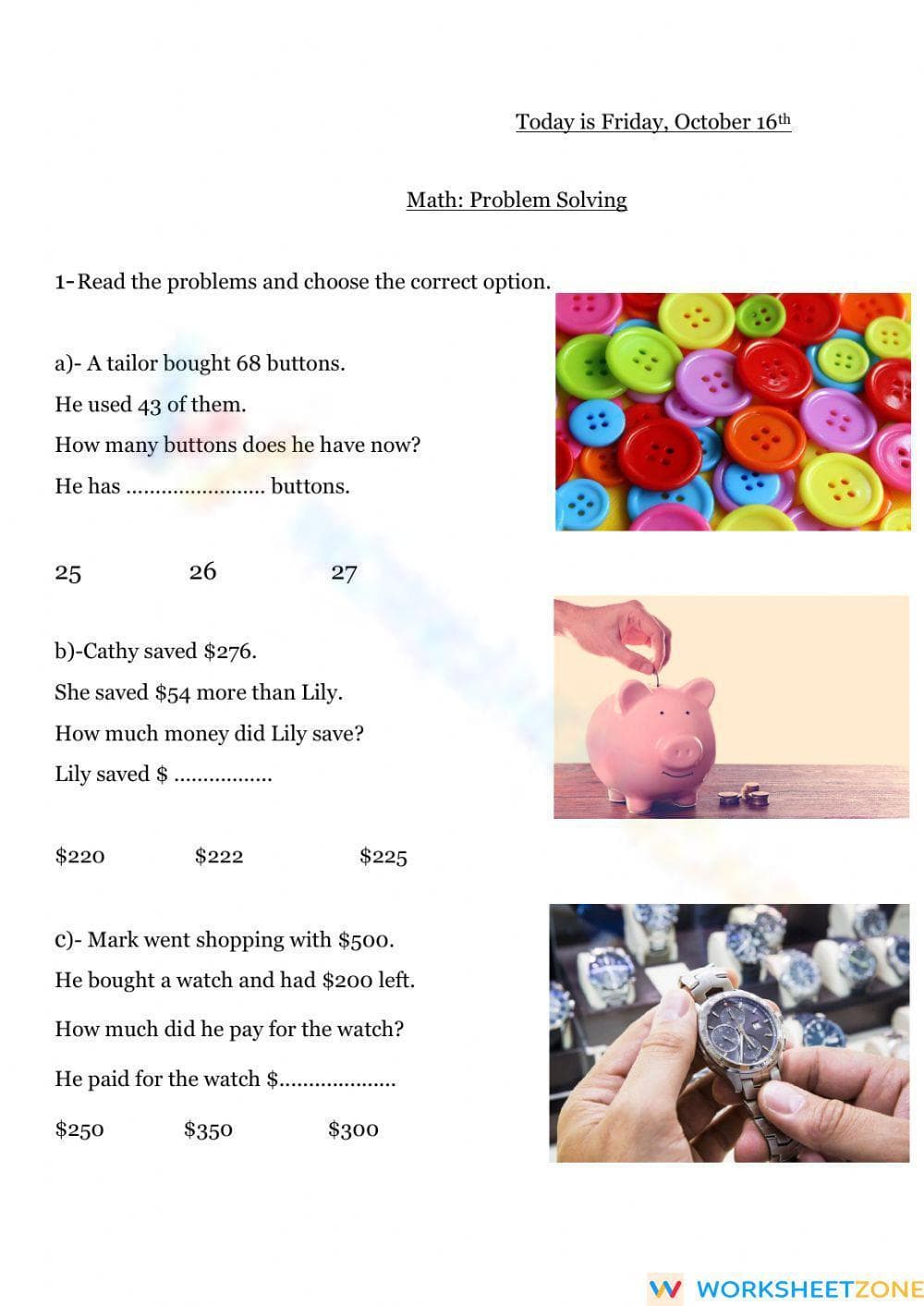 Word Problem Solving for Kids - Page 1