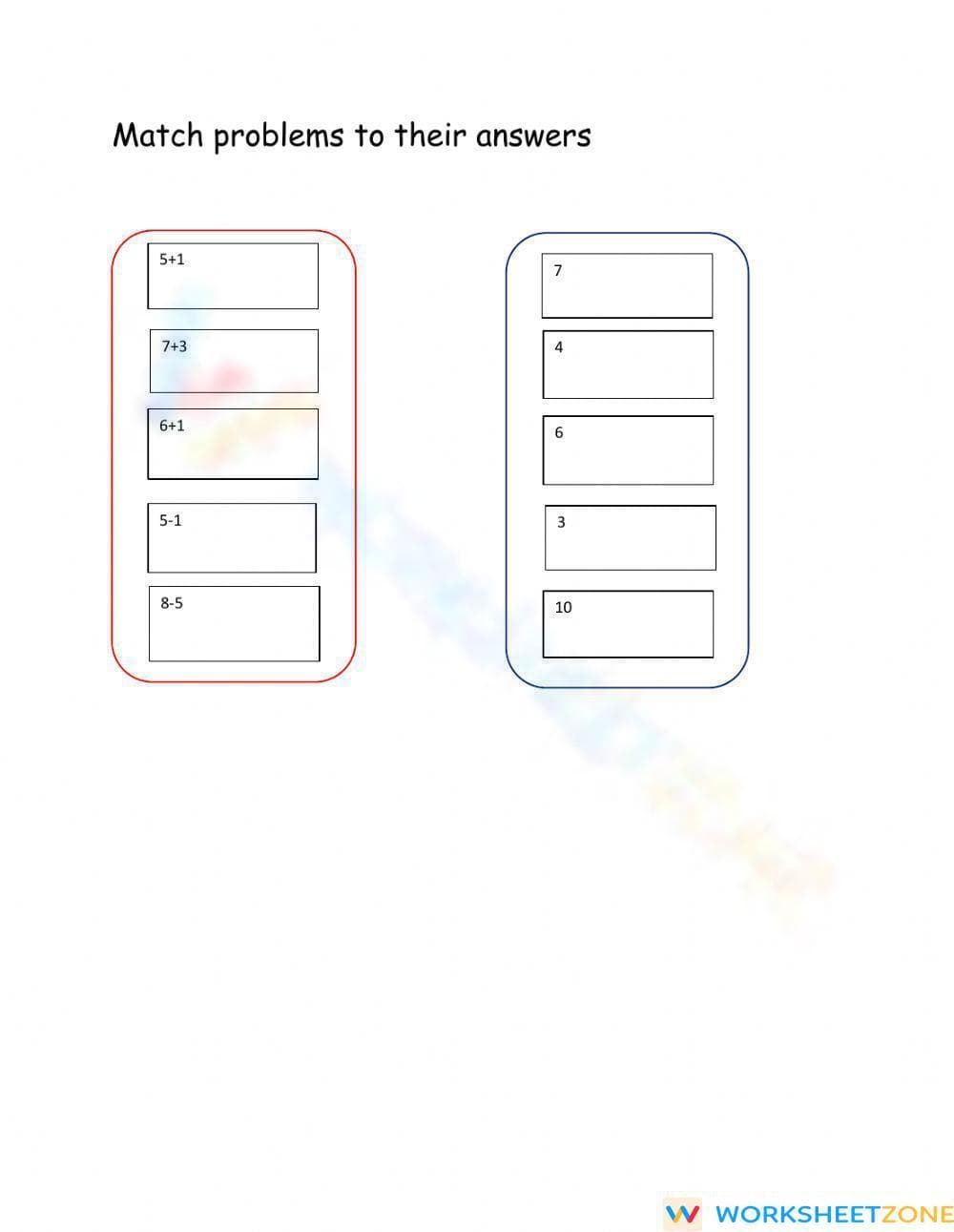 Match problems to their answers - Page 1