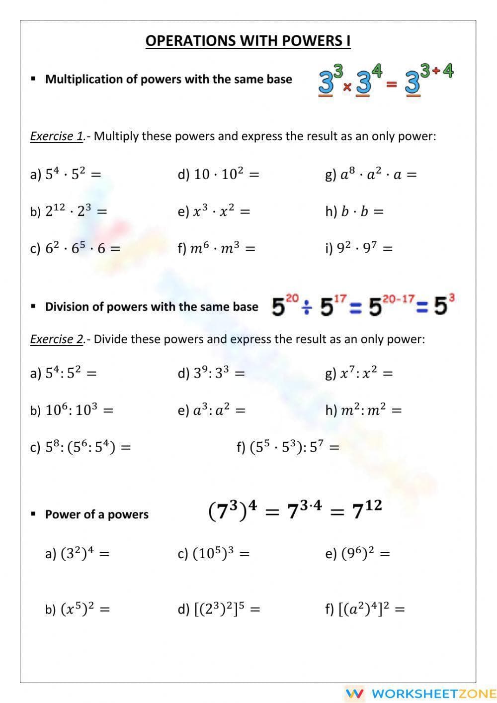 Operations with powers - Page 1