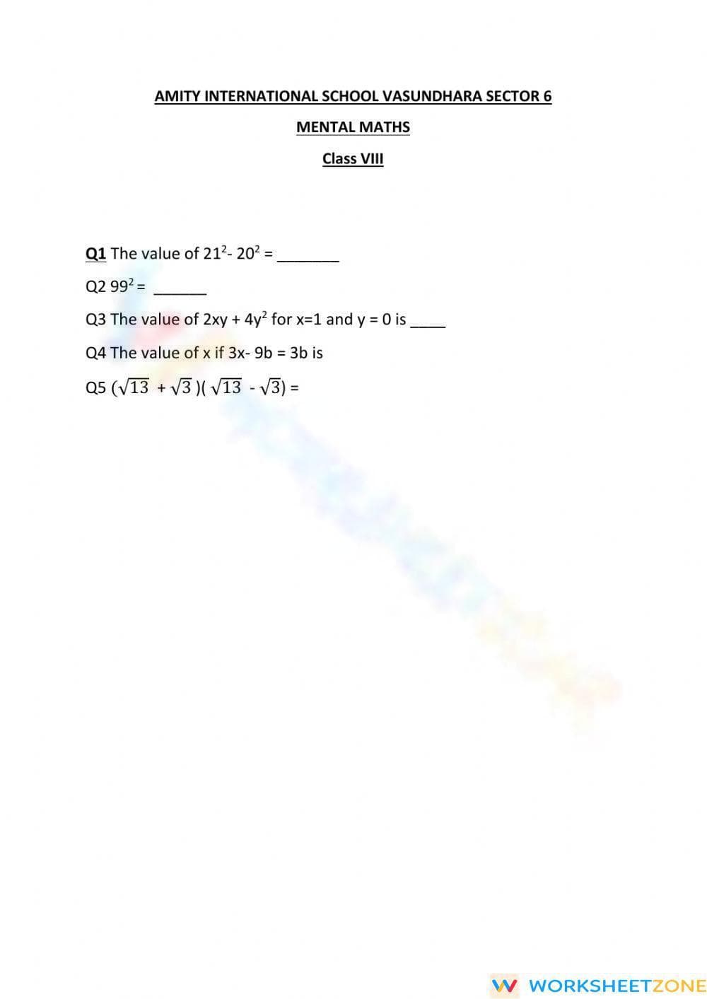 Mental Maths - Page 1