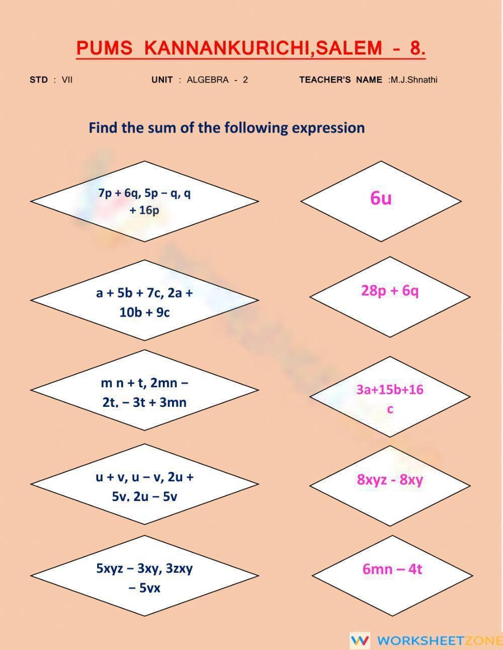 Advanced Algebra Practice Worksheet - Page 1