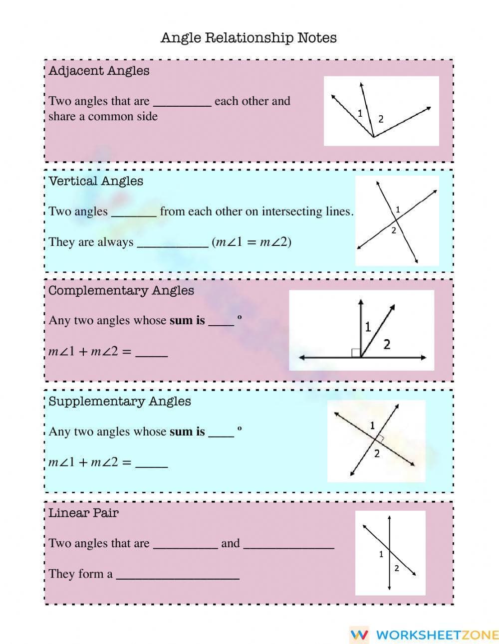Angle Relationship Notes - Page 1