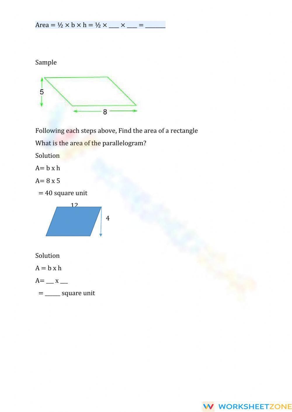 Area of plane Shapes - Page 2