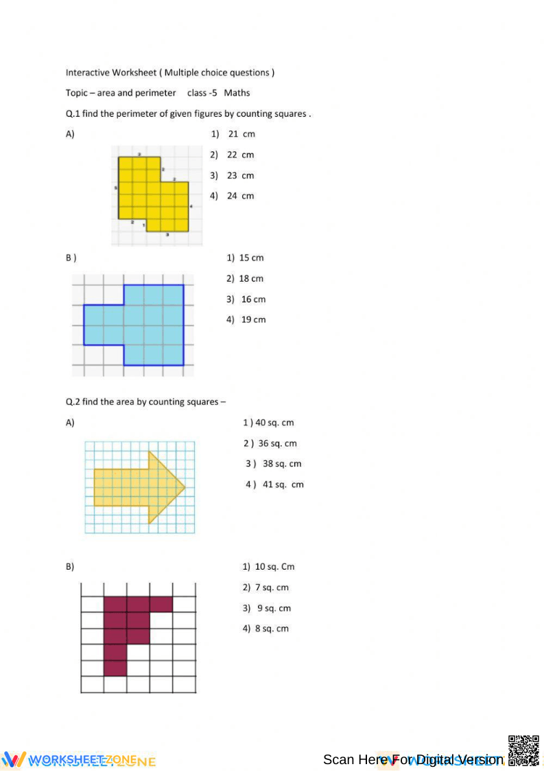 Perimeter and Area Practice - Page 1