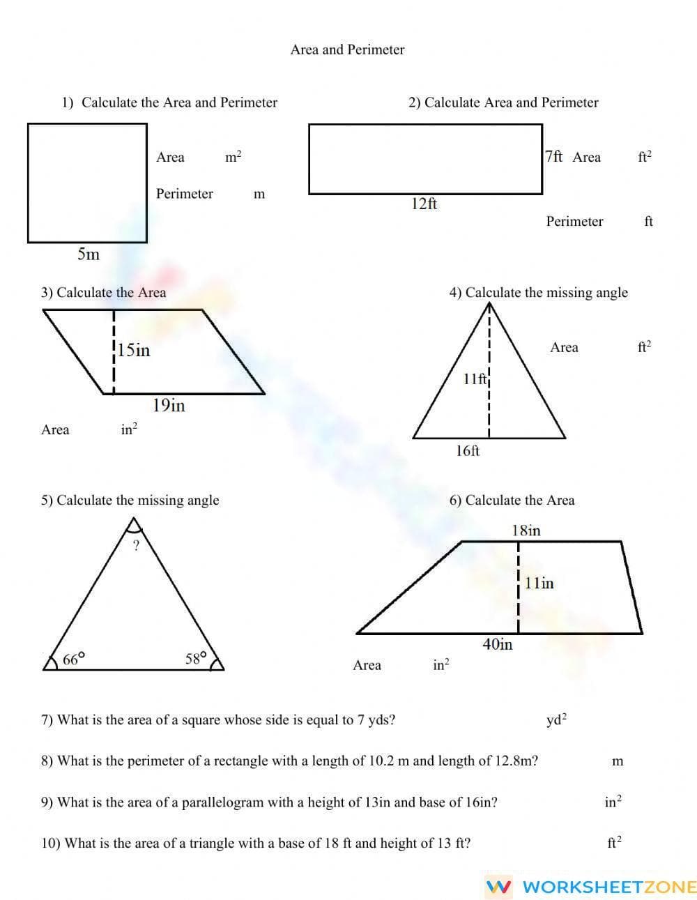 Area and Perimeter - Page 1