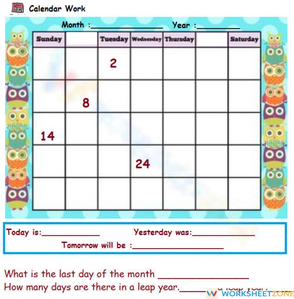 Calendar - Page 1