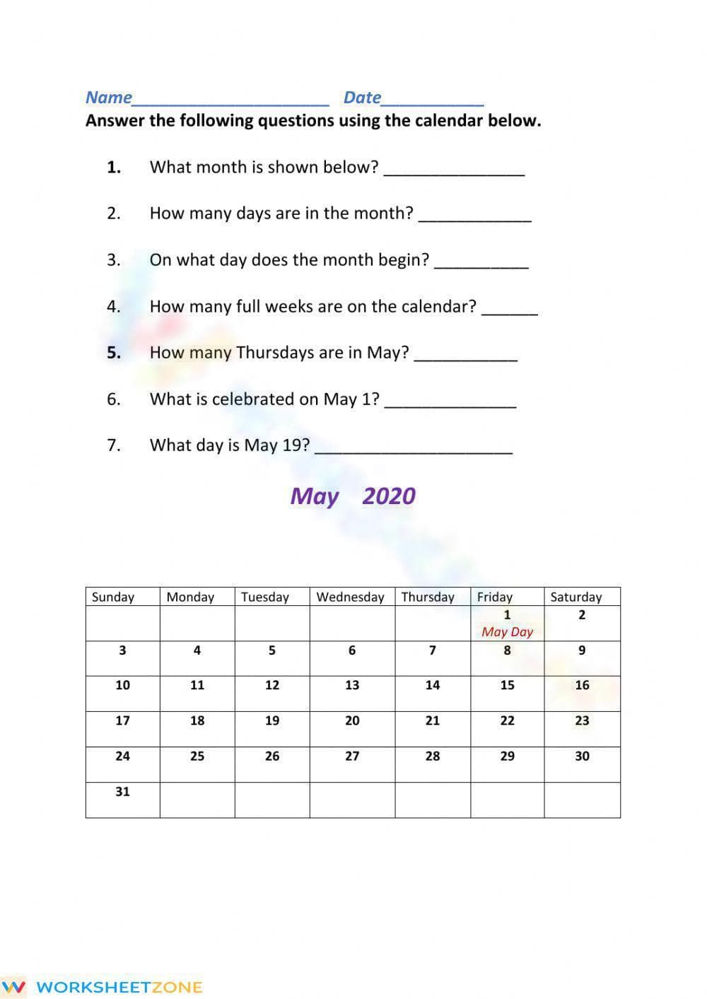 Calendar - Page 1