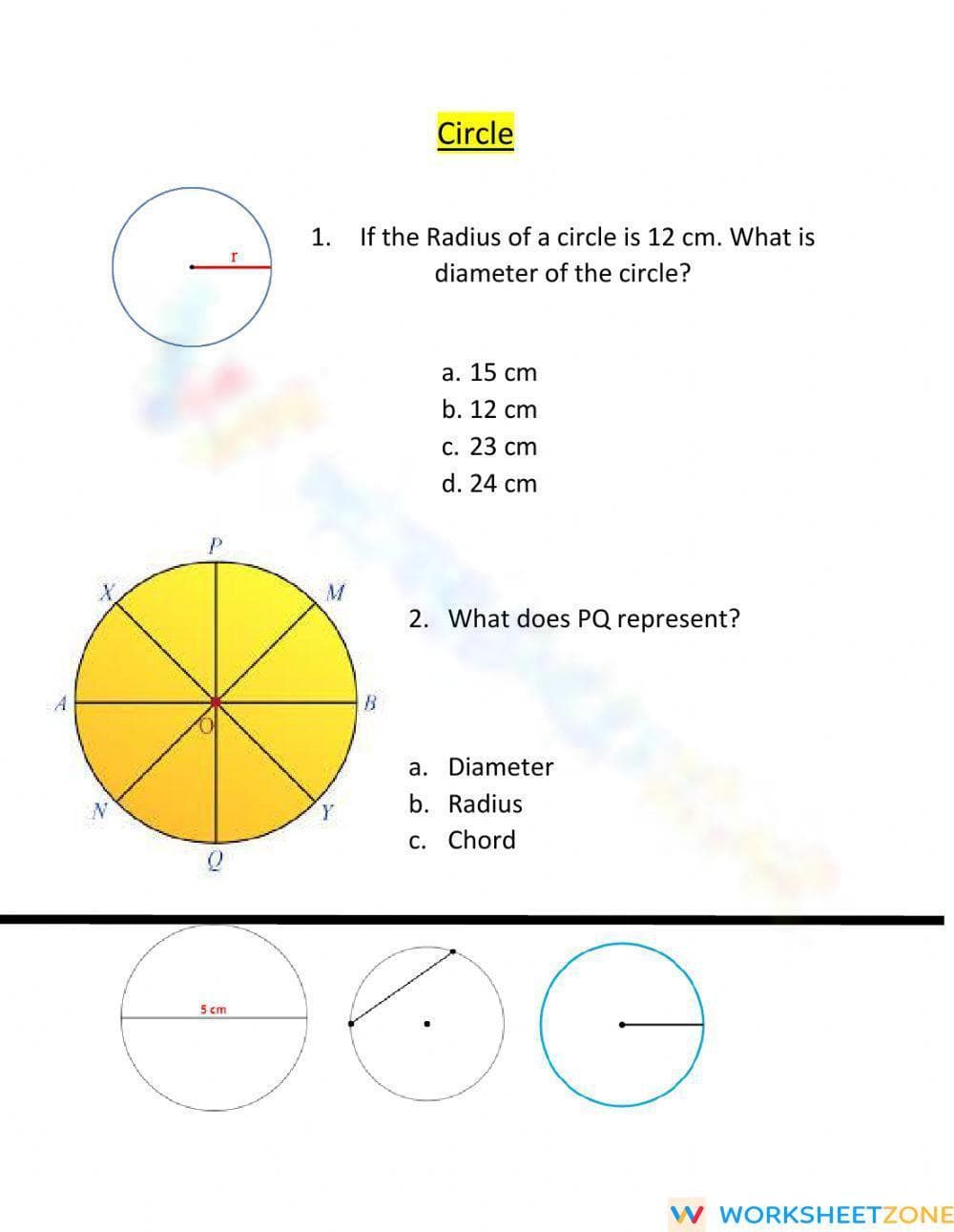 Circle Geometry Practice - Page 1