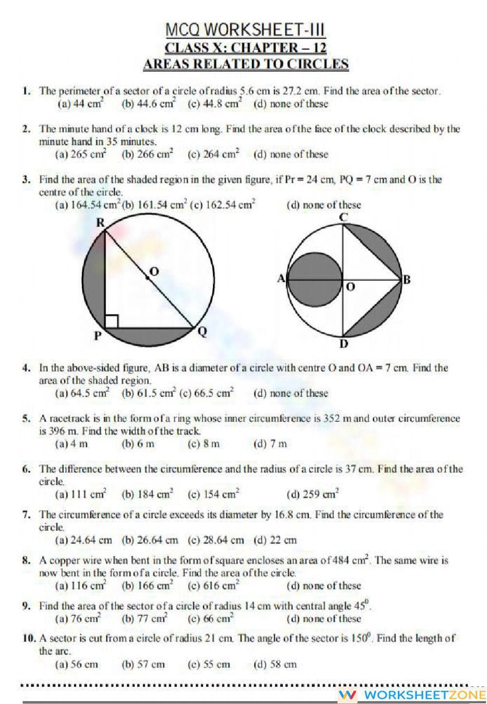 Area related to circle - Page 1