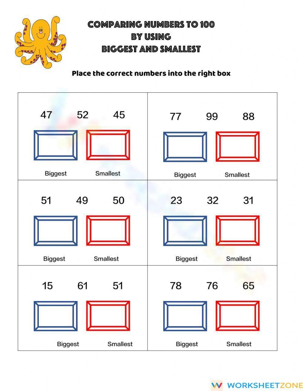 Comparing numbers TO 100 - Page 1
