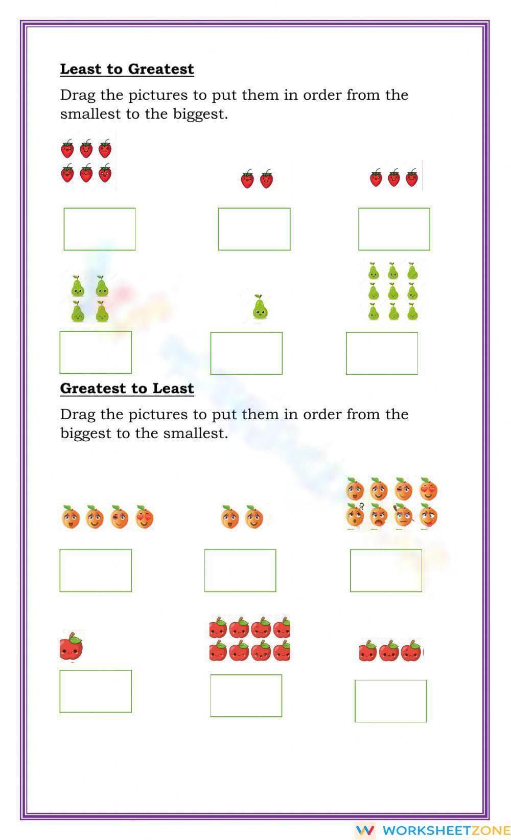 Least to Greatest Ordering Numbers Worksheet - Page 1