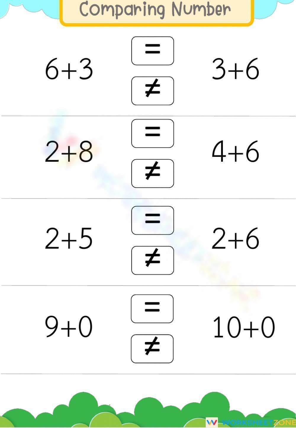 Worksheet for Comparing Numbers Practice - Page 2