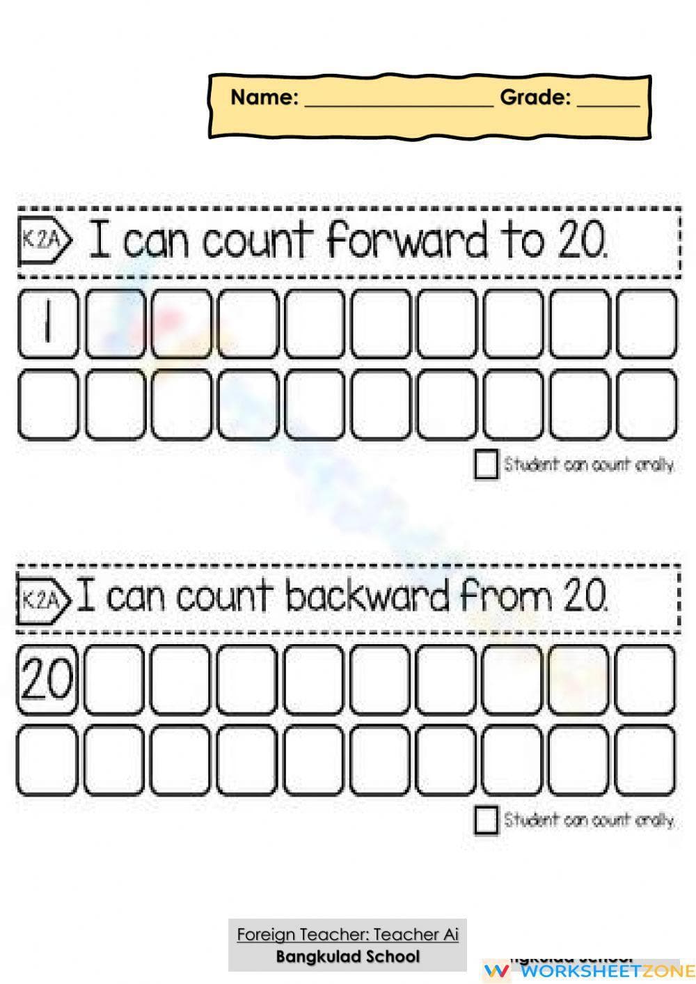 Counting Forward and Backward: Number Skills - Page 1