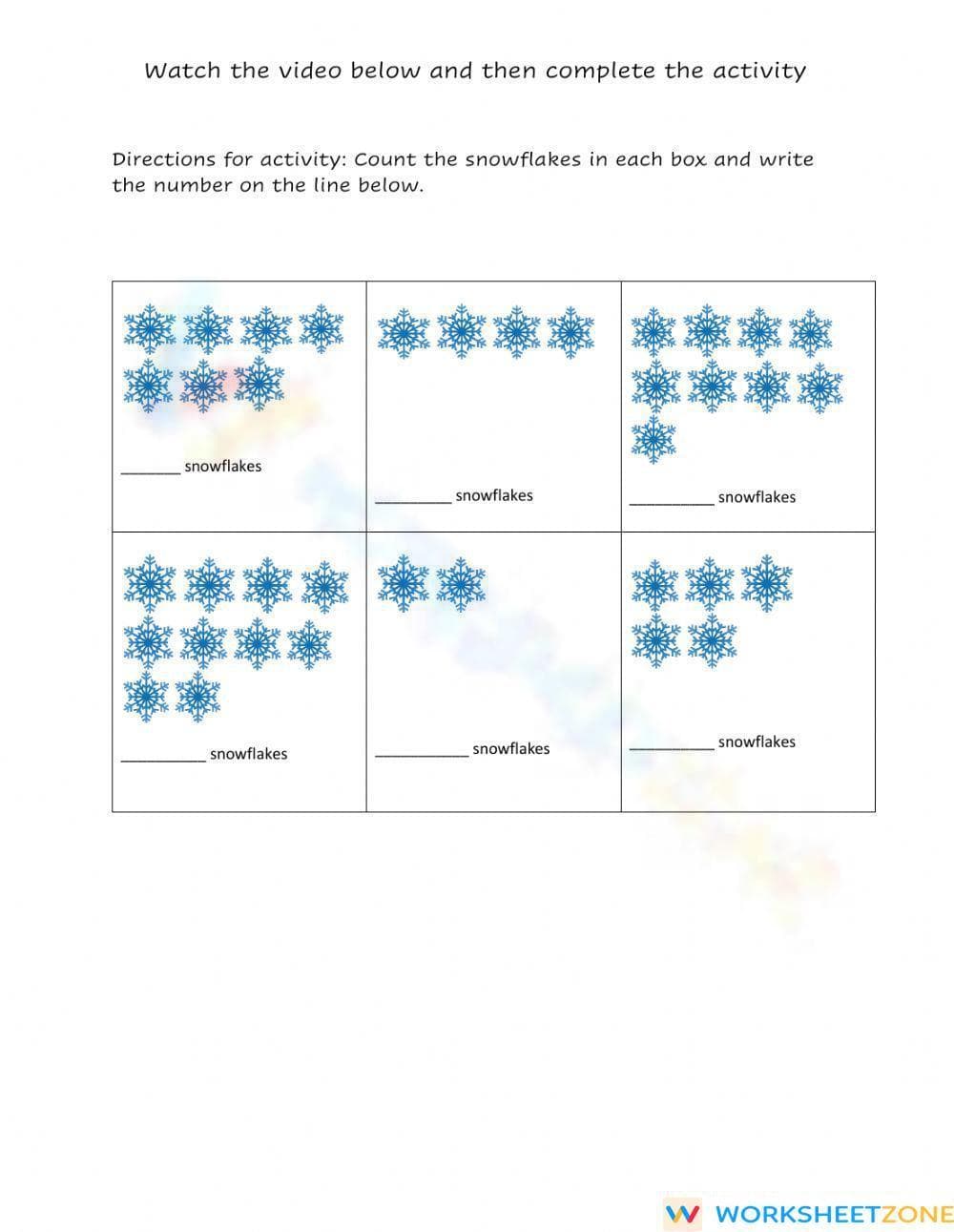 Counting Snowflakes Worksheet - Page 1