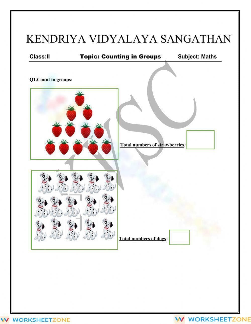 Counting in Groups: Class 2 Number Skills - Page 1