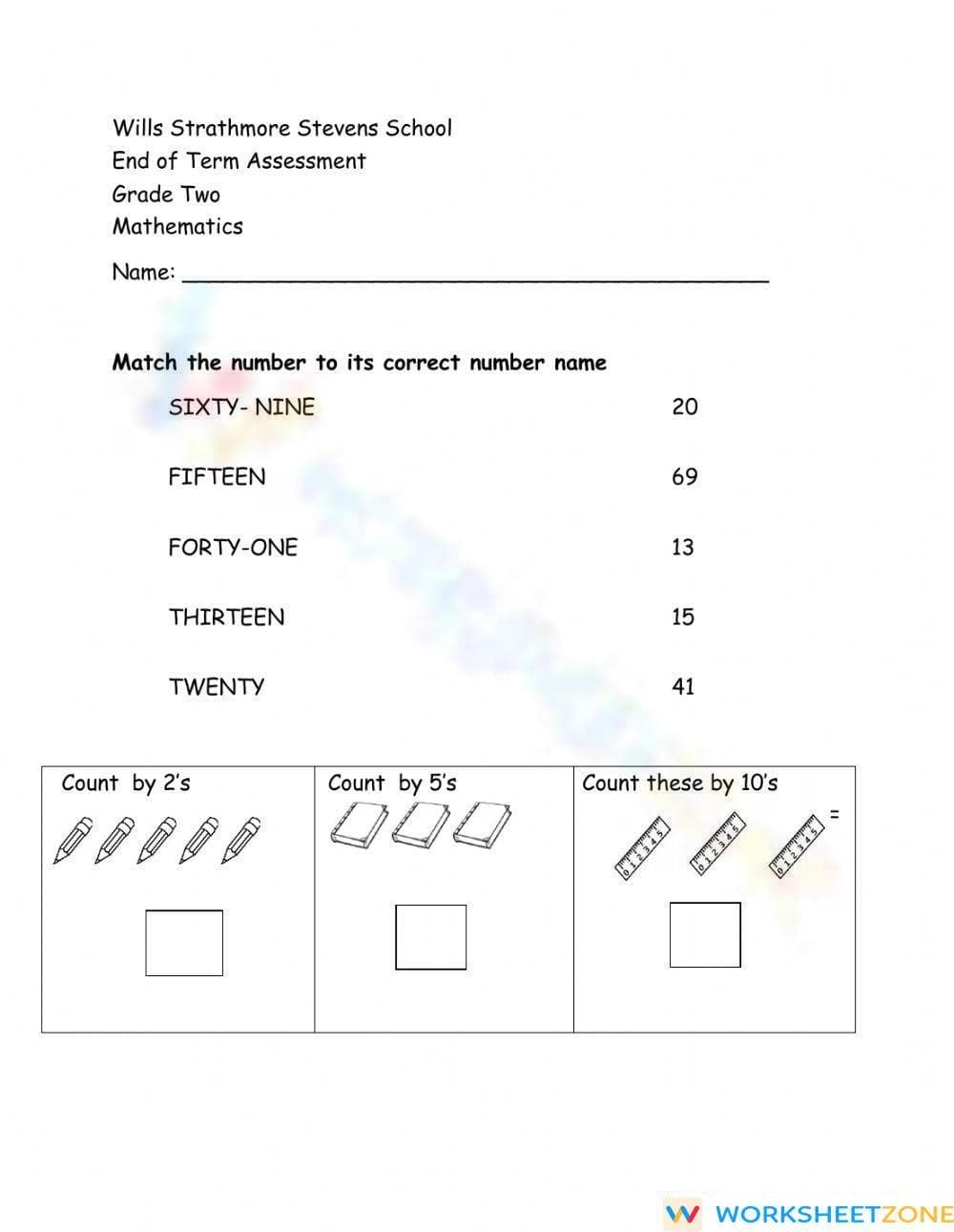 Mathematics Assessment Practice Sheet - Page 1
