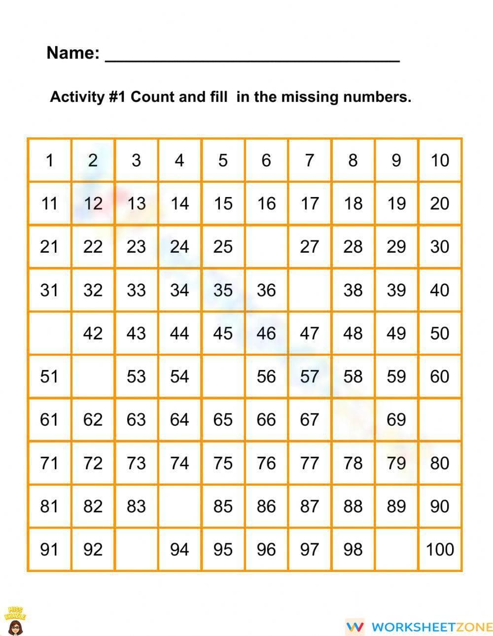 Counting 1- 100 - Page 1