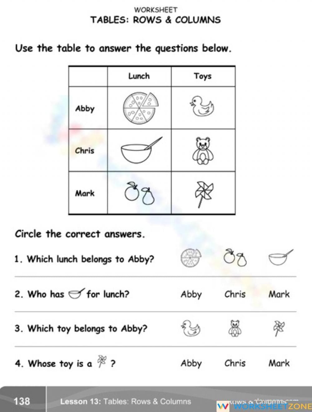 Lists and Tables - Page 1