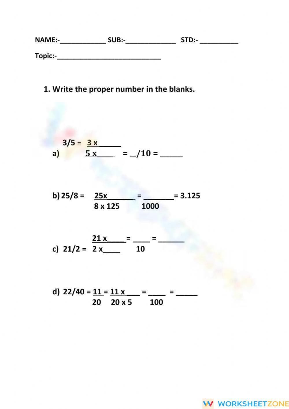 Decimal Fractions - Page 1