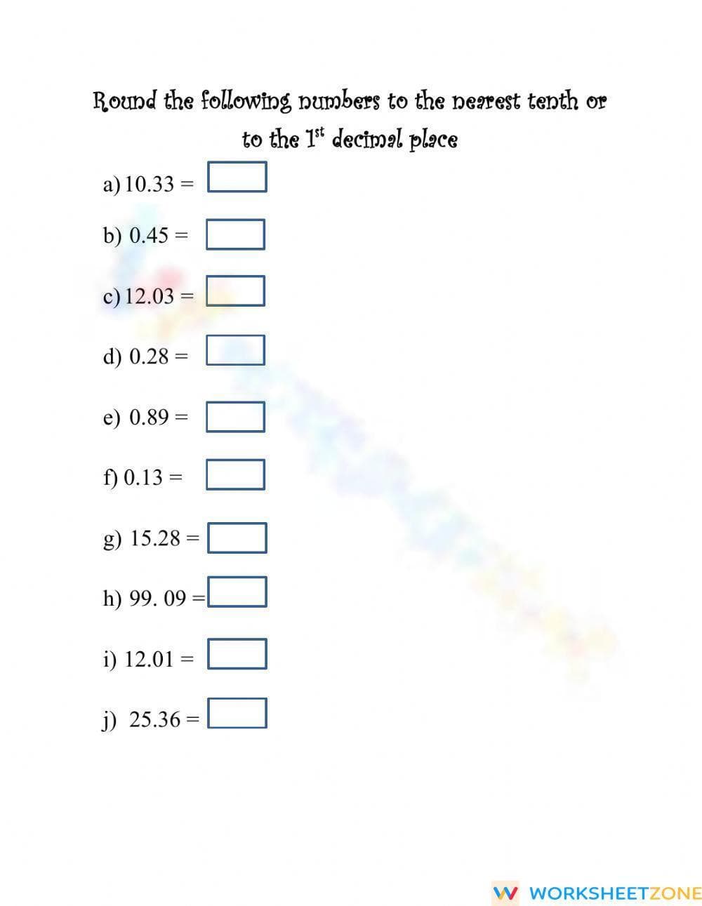 Rounding to the nearest tenth - Page 1
