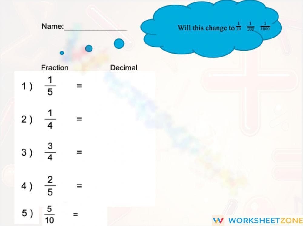 Fraction to Decimal - Page 1