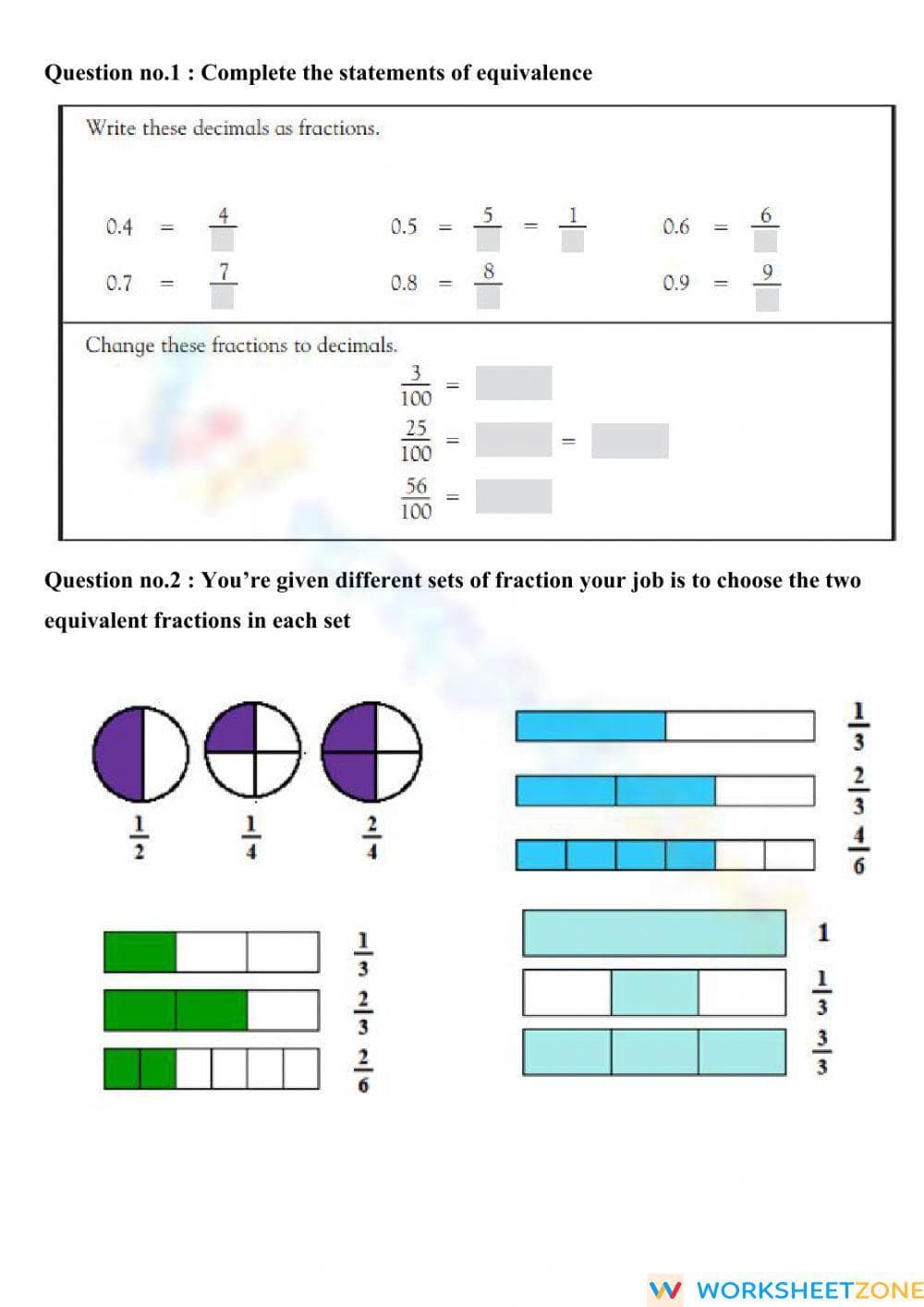 Equivalent fractions - Page 2