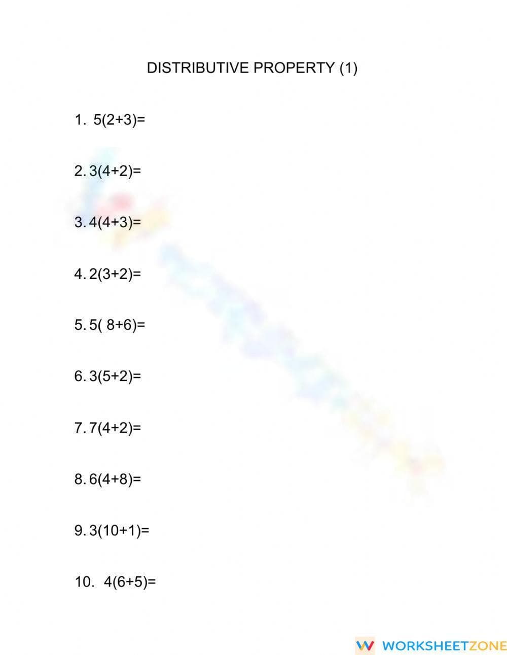 Distributive Property (1) - Page 1
