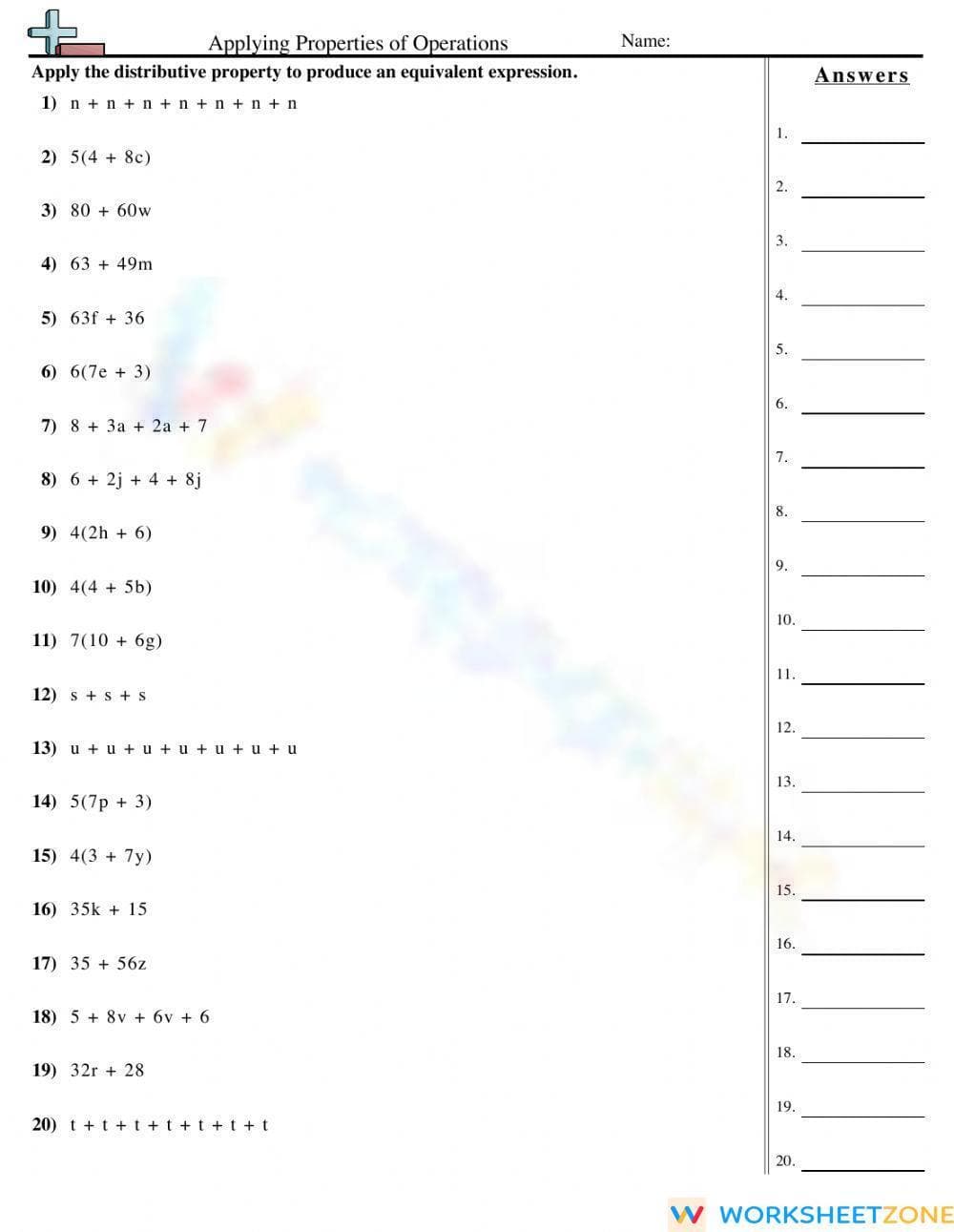 Applying Properties of Operations - Page 1