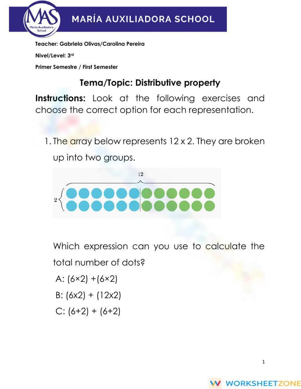 Distributive Property - Page 1