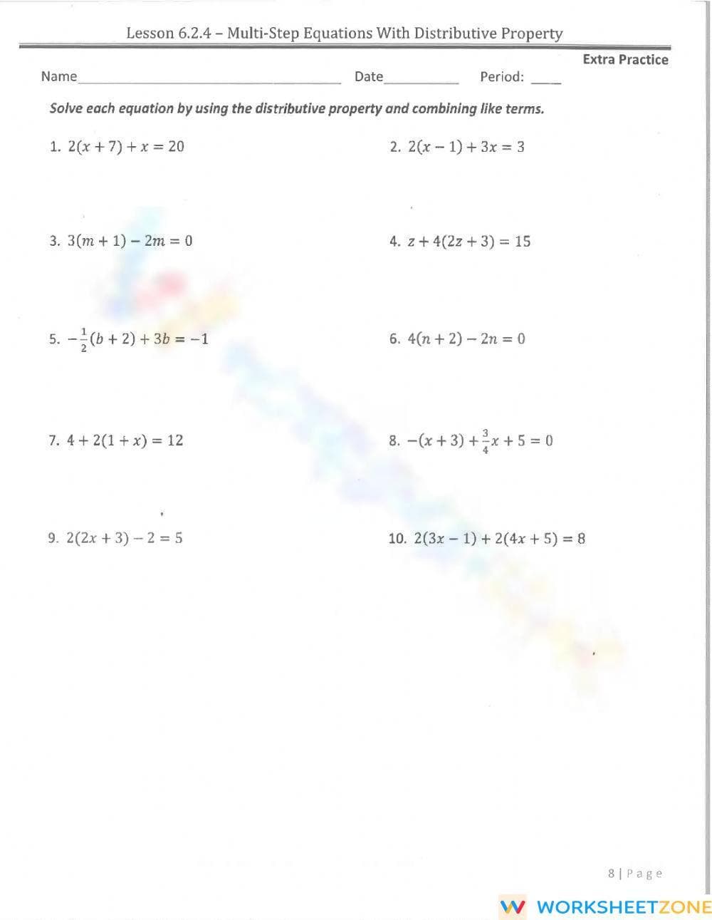 Distributive Property - Page 1