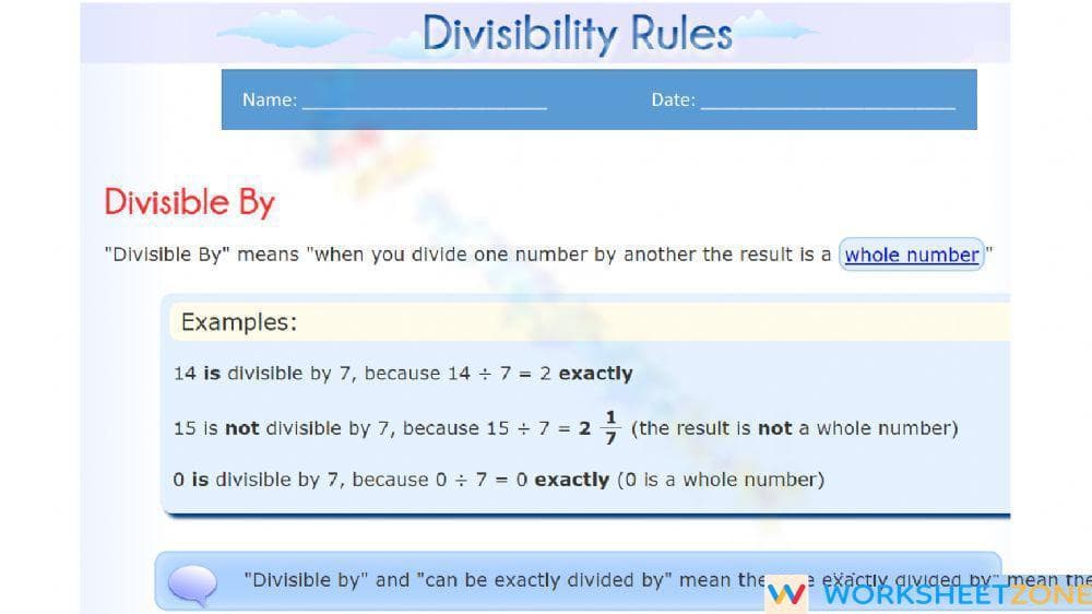 Divisibility Rules - Page 1