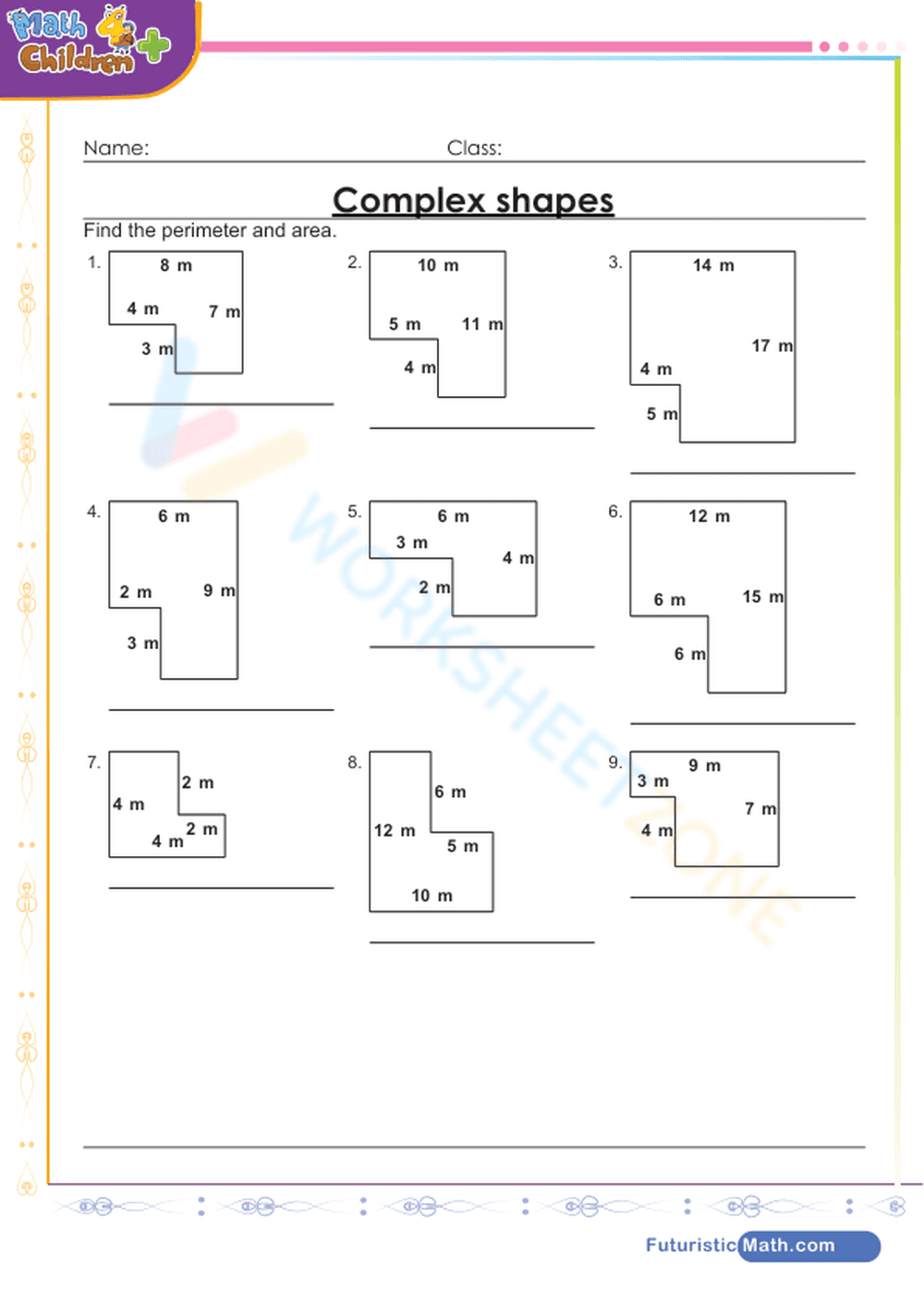 Areas and perimeter of complex shapes - Page 1