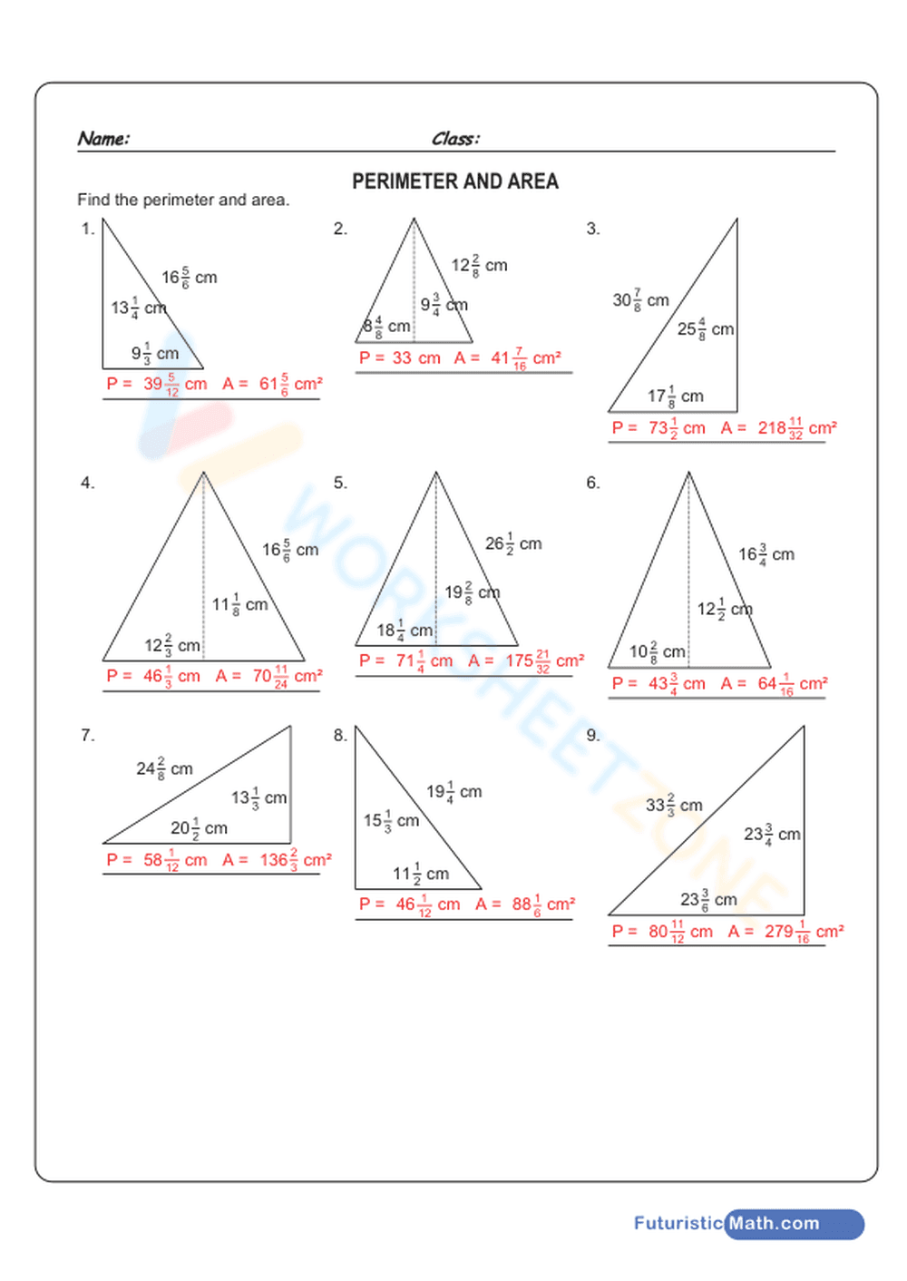 Areas and perimeter of triangles - Page 2