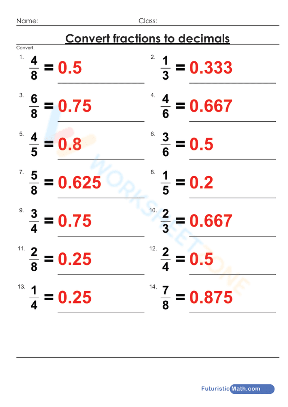 Fractions converted to decimals - Page 2