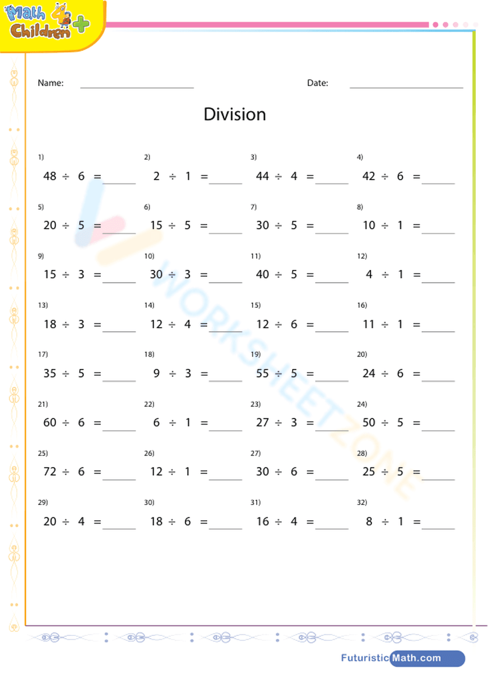 Division of numbers - Page 1