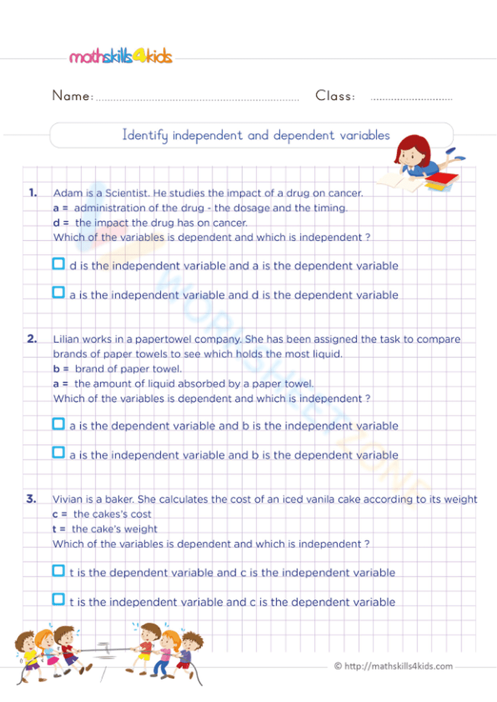 ldentify independent and dependent variables - Page 1
