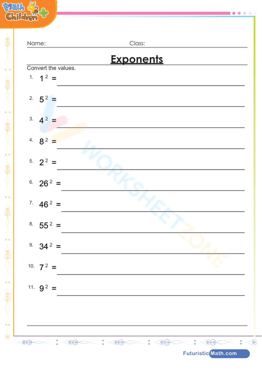 Exponents to 2nd power - Page 1