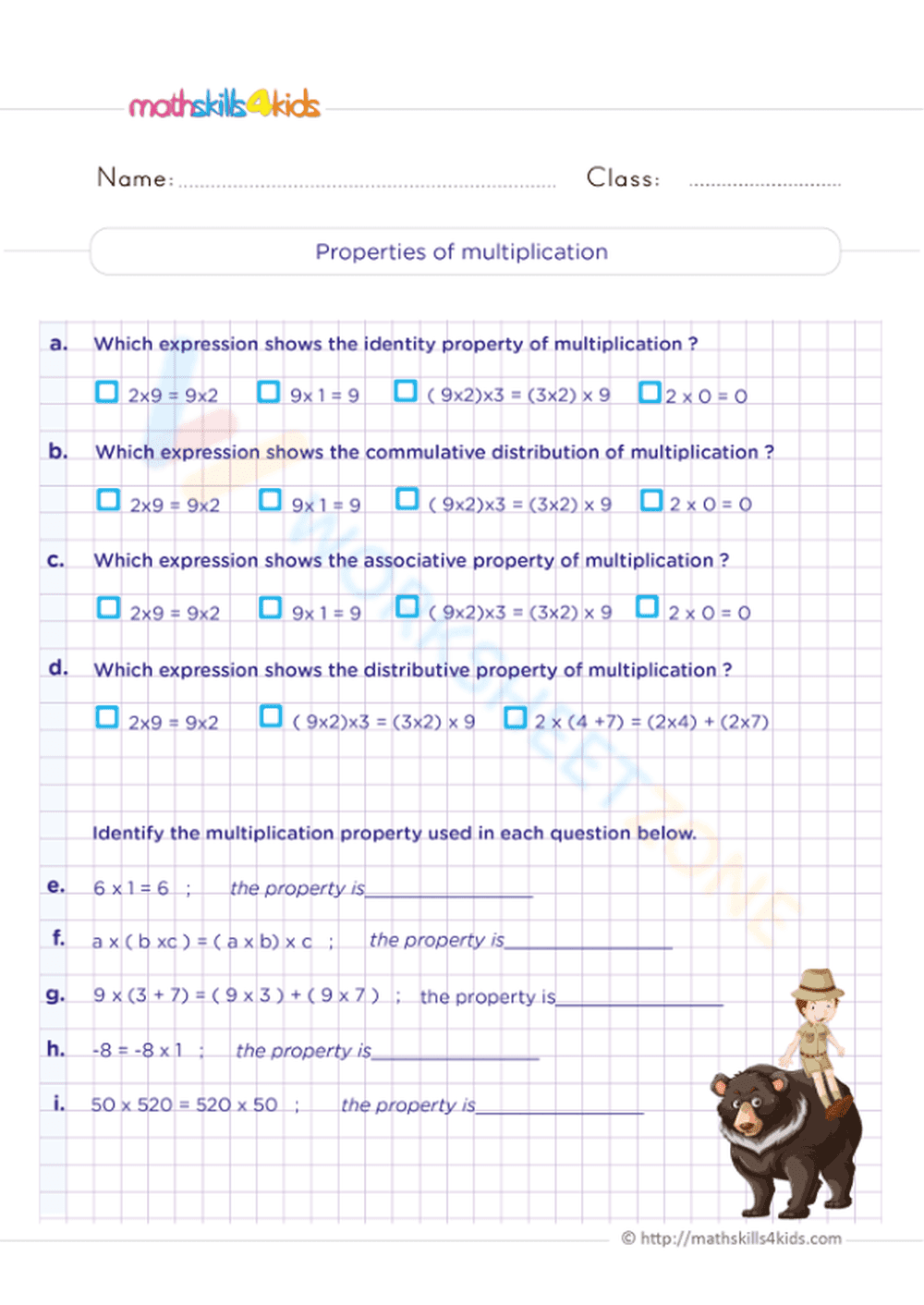 Properties of multiplication - Page 1