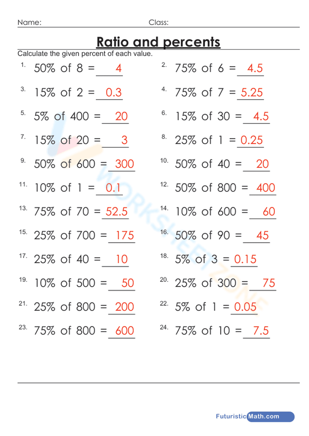 Percentage of Numbers - Page 2