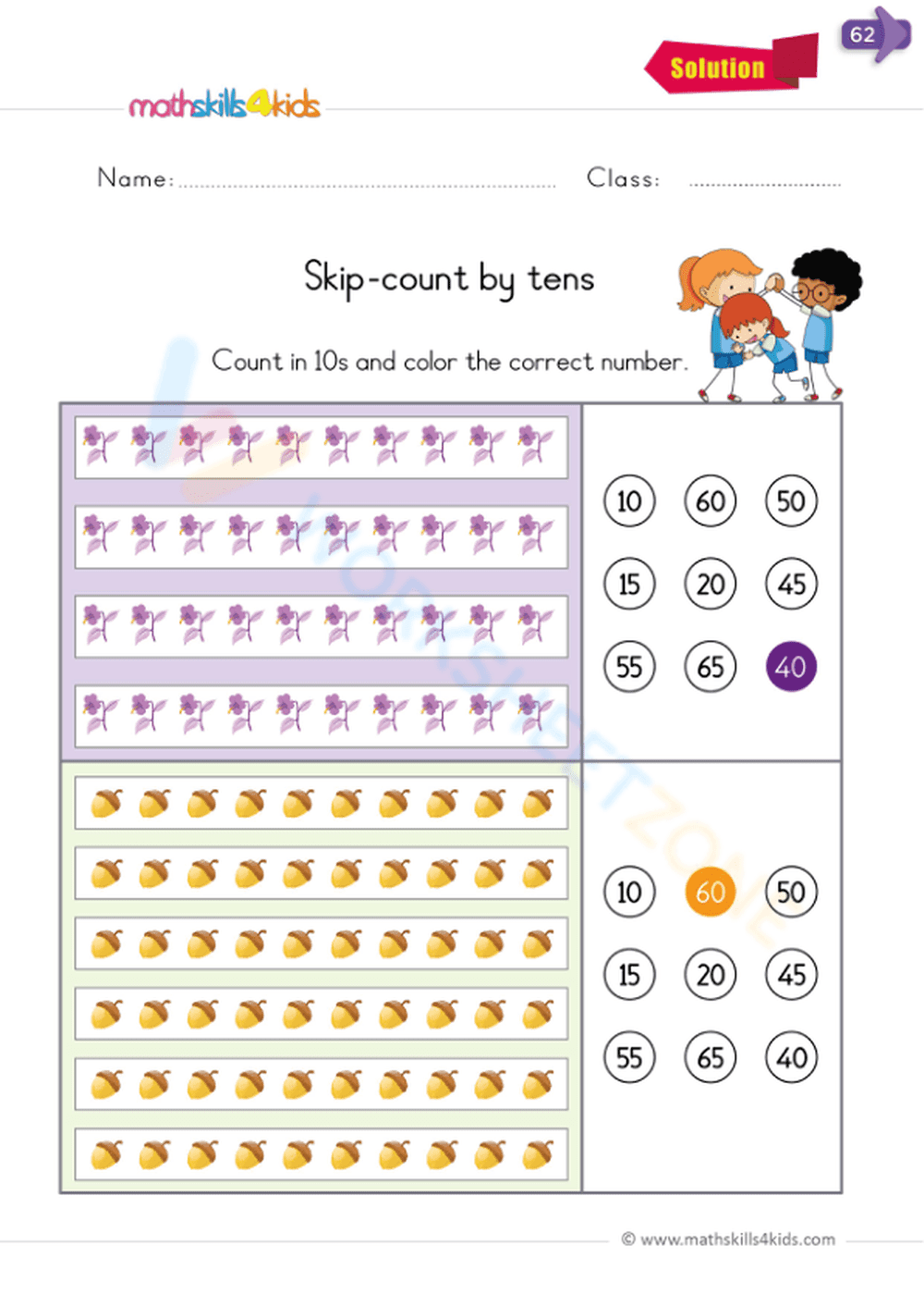 Skip count by tens - Page 2