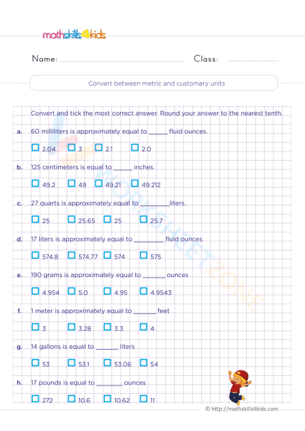 Convert between metric and customary units - Page 1