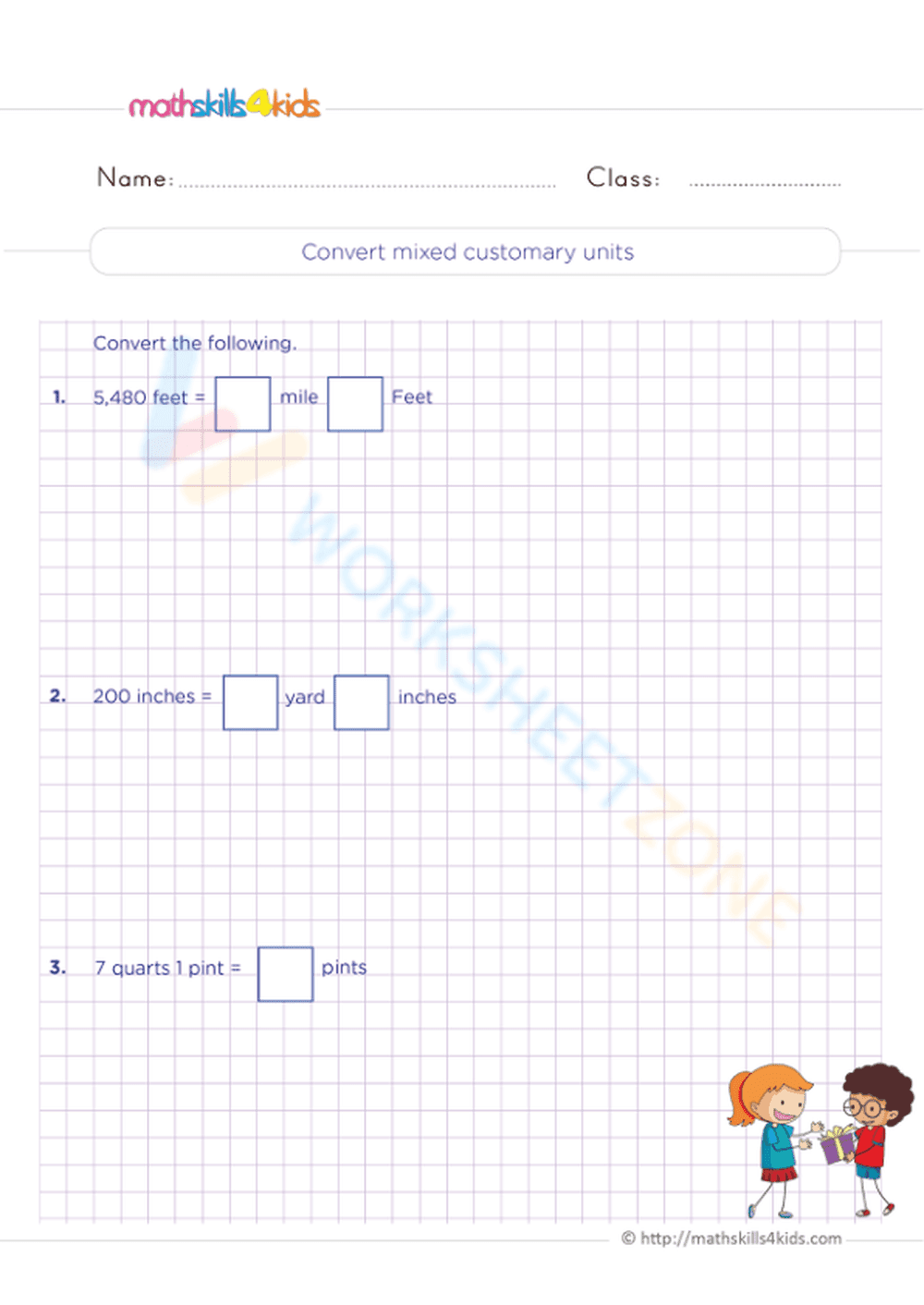 Convert mixed customary units - Page 1