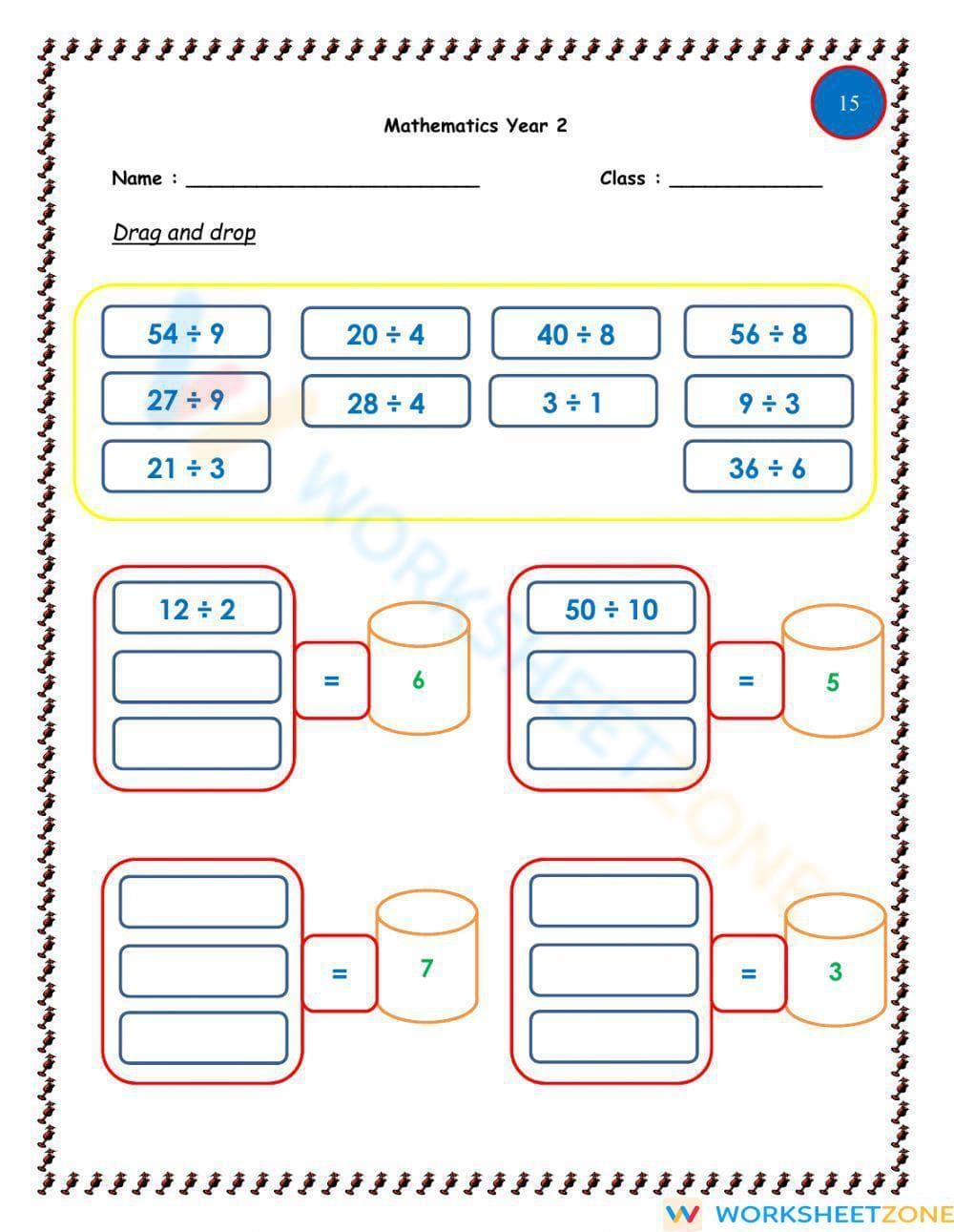 Division Practice Sheet - Page 1