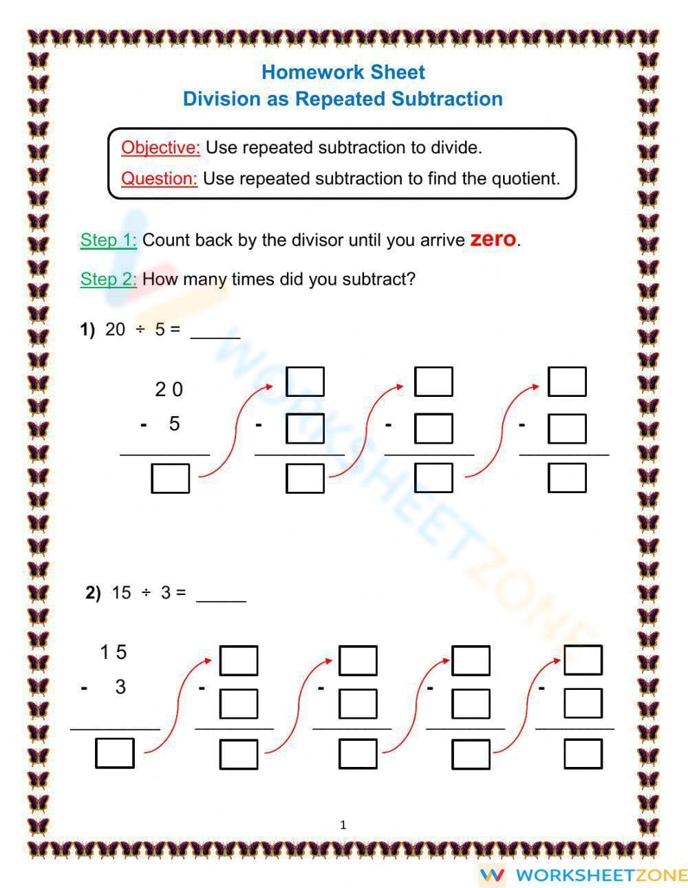 Division as Repeated Subtraction - Page 1