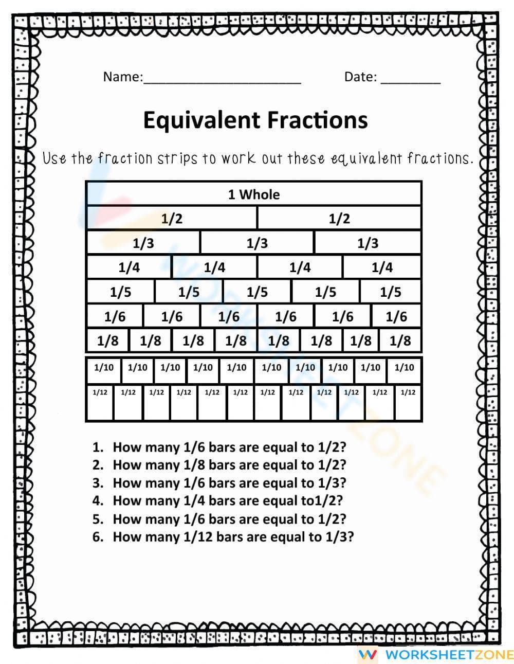 Fraction Strips - Page 1